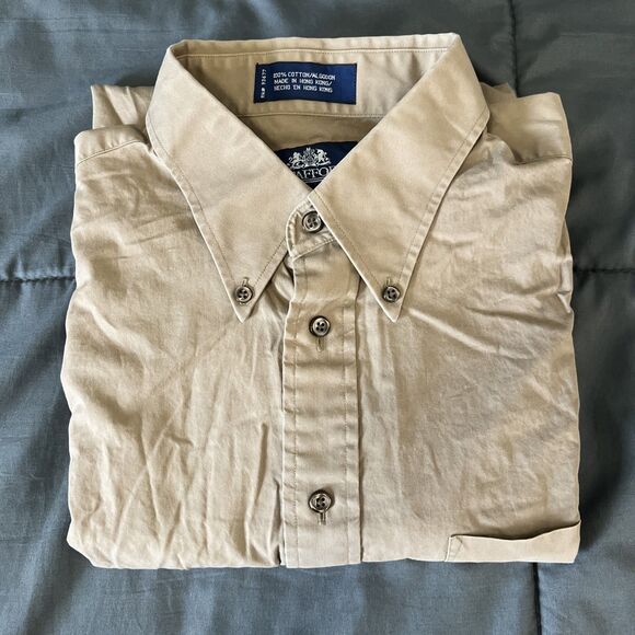 Stafford 100% Cotton Khaki Dress Shirt *Estimated Size Large - Picture 1 of 6